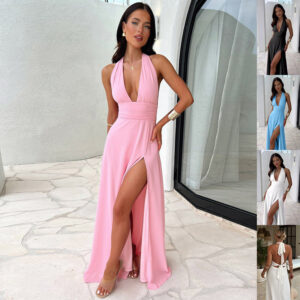 Celeste Strappy V-Neck Maxi Dress | Summer Backless Elegance
