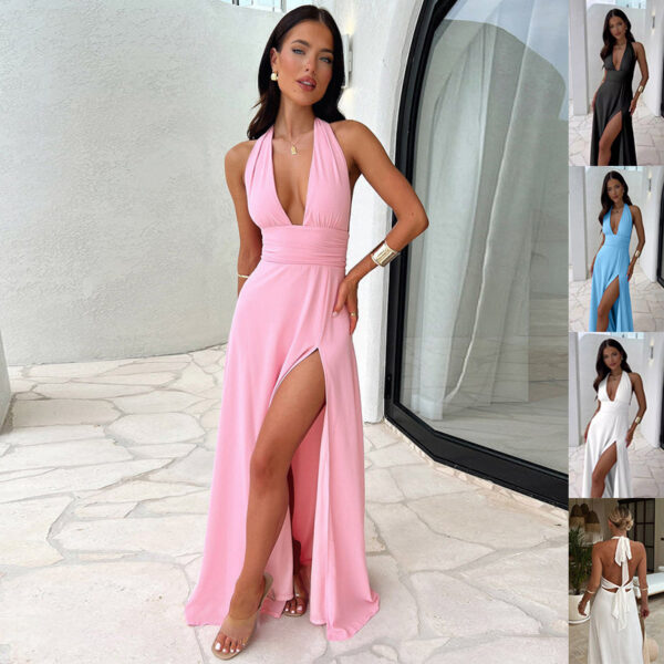 Celeste Strappy V-Neck Maxi Dress | Summer Backless Elegance