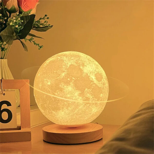 GlowLuna 3D Magnetic Floating Levitating Moon Lamp | Touch Control & Remote | 3-Color Night Light - Image 2