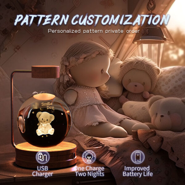 Indoor Crystal Ball Night Light | Soft Glow Bedside Lamp & Birthday Gift - Image 8
