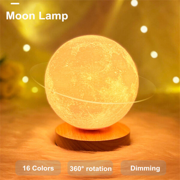GlowLuna 3D Magnetic Floating Levitating Moon Lamp | Touch Control & Remote | 3-Color Night Light - Image 6