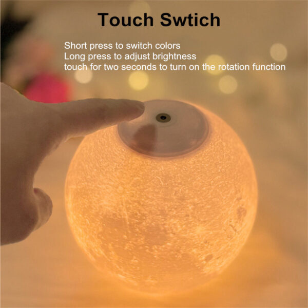 GlowLuna 3D Magnetic Floating Levitating Moon Lamp | Touch Control & Remote | 3-Color Night Light - Image 5