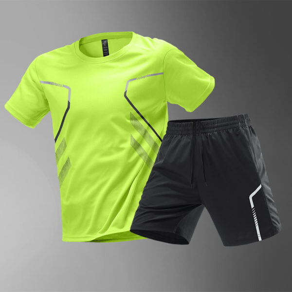 Men's Quick-Dry Color Block Sports T-Shirt and Shorts Set | Breathable Short Sleeve Activewear - Image 9