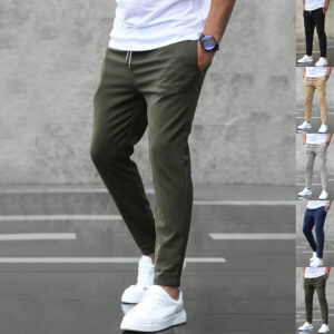 Men's Casual Drawstring Pants with Pockets | Slim Fit Trousers for Everyday Comfort