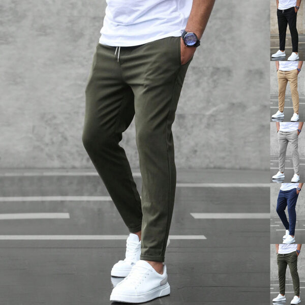 Men's Casual Drawstring Pants with Pockets | Slim Fit Trousers for Everyday Comfort