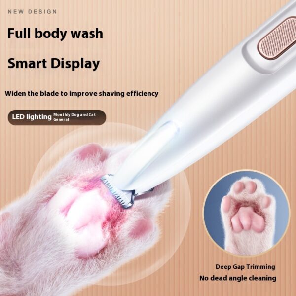 Waterproof Dog Paw Trimmer with LED Light & Display | Rechargeable Pet Hair Clippers with Widened Blade - Image 8