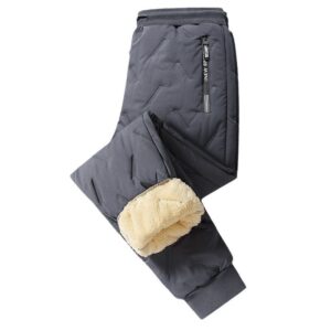 Men's Waterproof Fleece-Lined Thermal Pants | Windproof Lambswool Winter Sweatpants