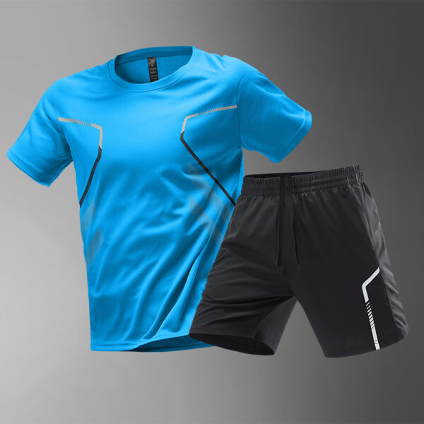 Men's Quick-Dry Color Block Sports T-Shirt and Shorts Set | Breathable Short Sleeve Activewear - Image 4
