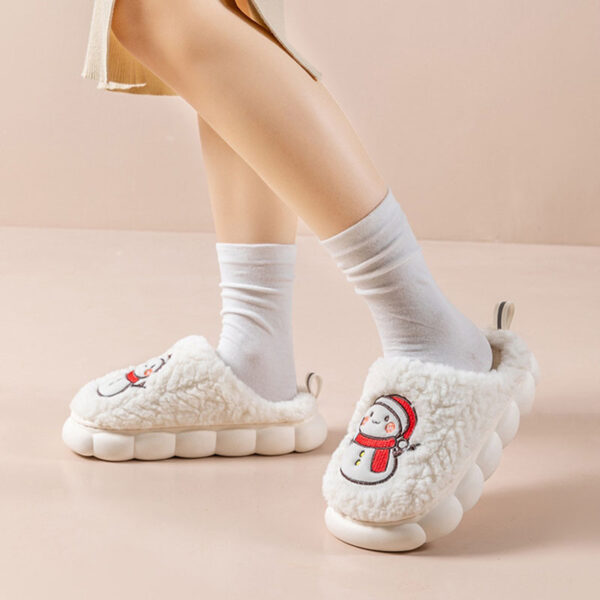 Cute Snowman Winter Slippers | Warm Plush Non-Slip Indoor House Shoes for Couples - Image 8