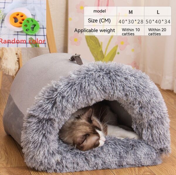 Autumn & Winter Portable Pet Nest | Moisture-Proof Long Fur Dog & Cat Bed - Image 7