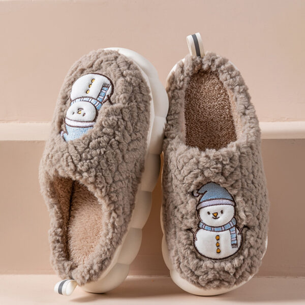 Cute Snowman Winter Slippers | Warm Plush Non-Slip Indoor House Shoes for Couples - Image 9