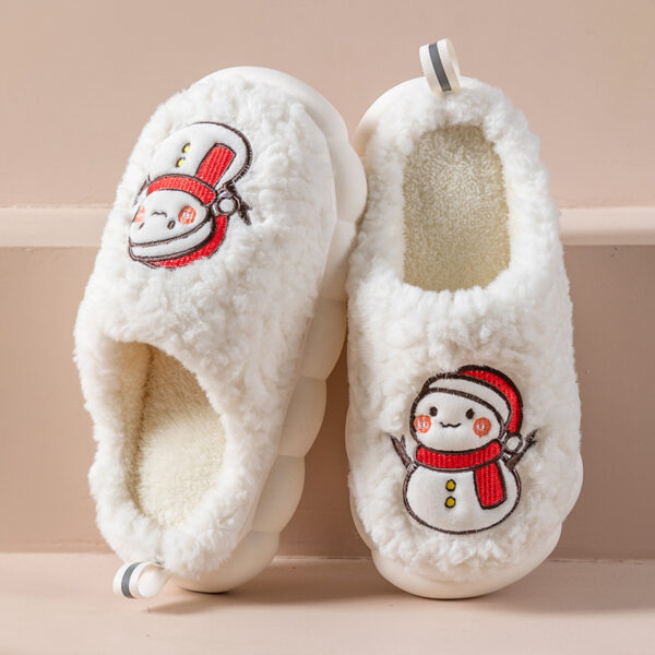 Cute Snowman Winter Slippers | Warm Plush Non-Slip Indoor House Shoes for Couples - Image 3