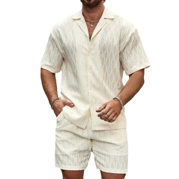Men's Summer Two-Piece Set | Lapel Button Shirt & Shorts | Casual Beach Holiday Outfit - Image 3
