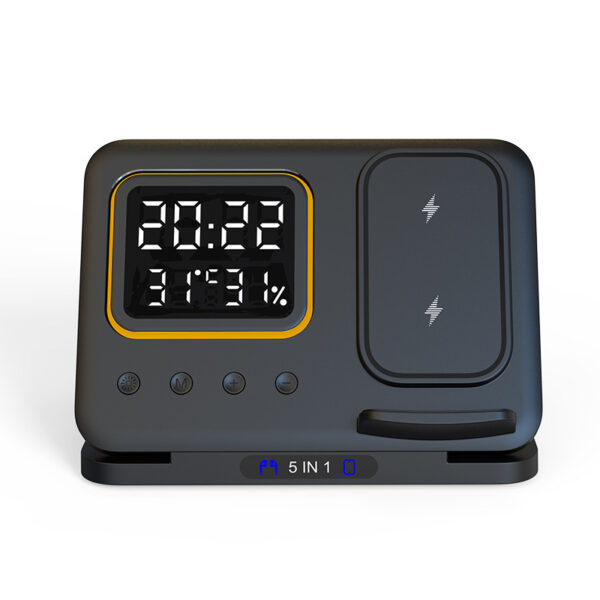 5-in-1 15W Wireless Charging Station with LED Digital Alarm Clock – Fast Charger Dock for Phone, Watch, Earbuds, Temperature & Humidity Display - Image 8