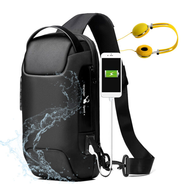 Men's Waterproof USB Anti-Theft Oxford Shoulder Crossbody Bag | Multifunctional Sling Chest Pack for Travel & Daily Use - Image 8