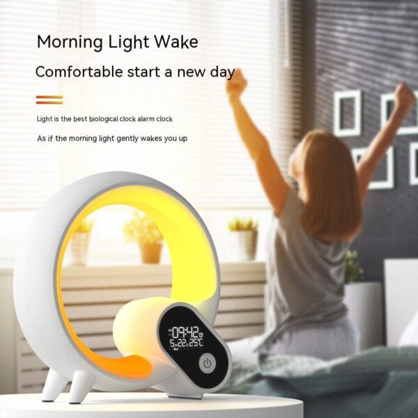 Smart Sunrise Alarm Clock with Bluetooth Speaker – Q Light RGB Wake-Up Lamp, White Noise, APP Control, Color Atmosphere Light - Image 4