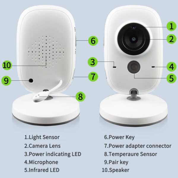 3.2" Digital Wireless Baby Monitor – Two-Way Intercom, Temperature Sensor, Night Vision & Music Player (Model VB603) - Image 2