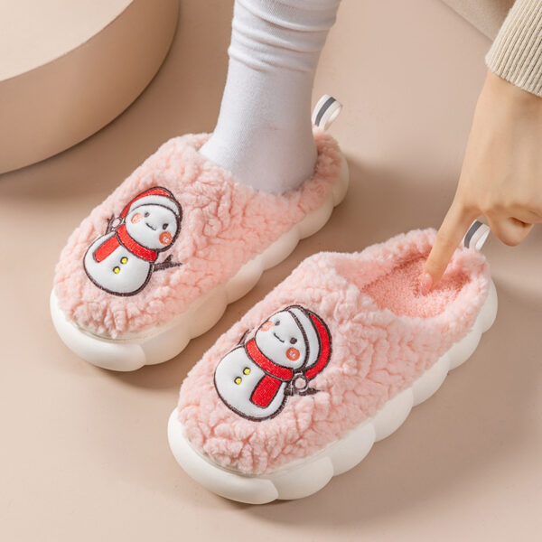 Cute Snowman Winter Slippers | Warm Plush Non-Slip Indoor House Shoes for Couples - Image 7