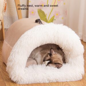 Autumn & Winter Portable Pet Nest | Moisture-Proof Long Fur Dog & Cat Bed