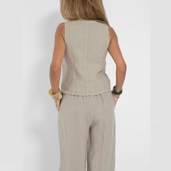 Women's Summer V-Neck Sleeveless Vest and Loose Straight Trousers Set | Casual Two-Piece Outfit - Image 3