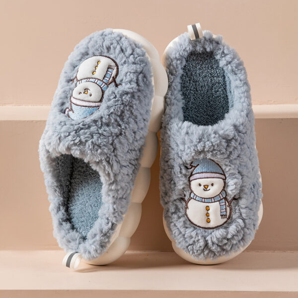 Cute Snowman Winter Slippers | Warm Plush Non-Slip Indoor House Shoes for Couples - Image 5