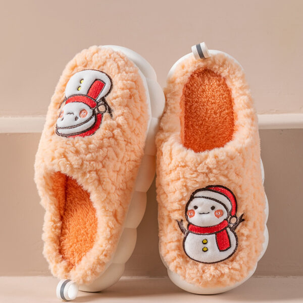 Cute Snowman Winter Slippers | Warm Plush Non-Slip Indoor House Shoes for Couples - Image 6