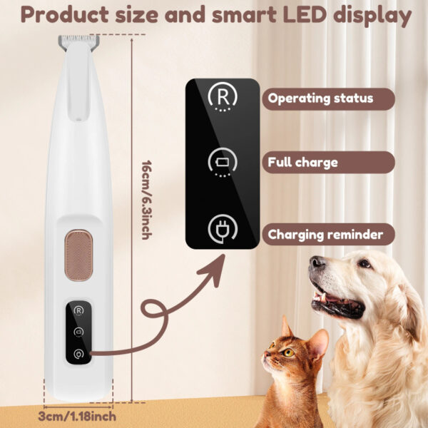 Waterproof Dog Paw Trimmer with LED Light & Display | Rechargeable Pet Hair Clippers with Widened Blade - Image 7