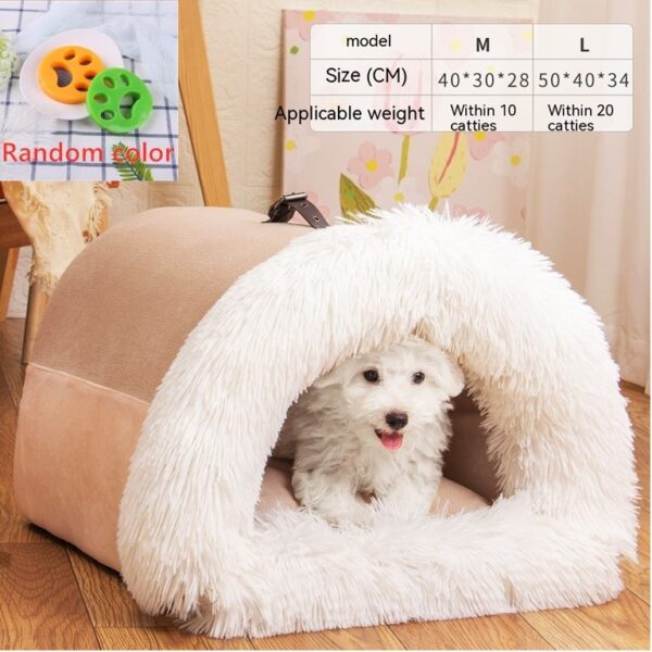 Autumn & Winter Portable Pet Nest | Moisture-Proof Long Fur Dog & Cat Bed - Image 3