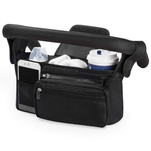 Waterproof Baby Stroller Organizer Bag – Insulated Storage Basket for Bottles, Cups & Essentials (33×11×17cm)