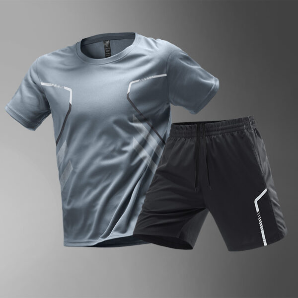 Men's Quick-Dry Color Block Sports T-Shirt and Shorts Set | Breathable Short Sleeve Activewear - Image 7