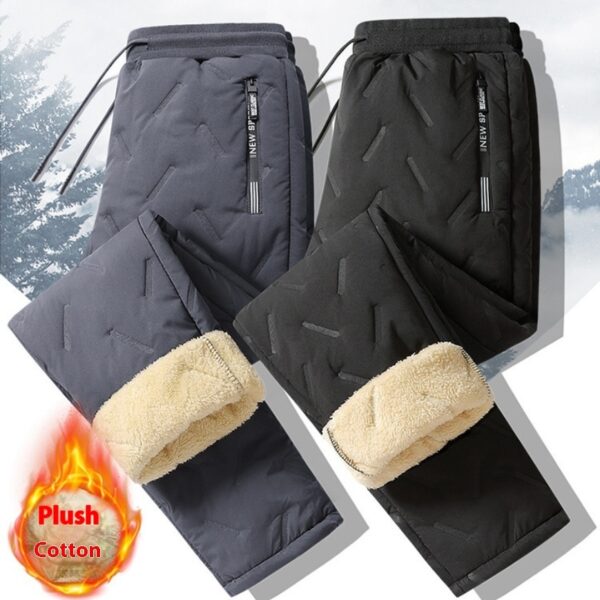Men's Waterproof Fleece-Lined Thermal Pants | Windproof Lambswool Winter Sweatpants - Image 8