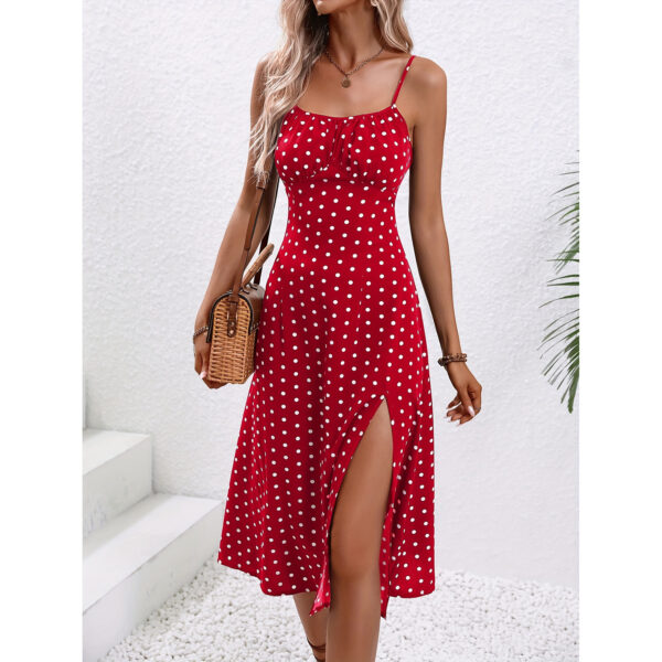 Women's Polka Dot Suspender Maxi Dress | Summer Split Long Dress for Parties & Beachwear - Image 8