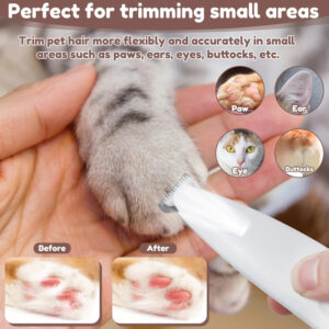 Waterproof Dog Paw Trimmer with LED Light & Display | Rechargeable Pet Hair Clippers with Widened Blade