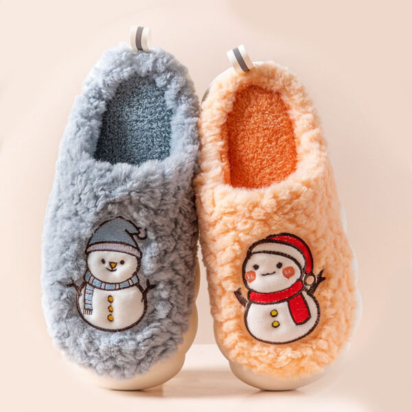 Cute Snowman Winter Slippers | Warm Plush Non-Slip Indoor House Shoes for Couples - Image 10