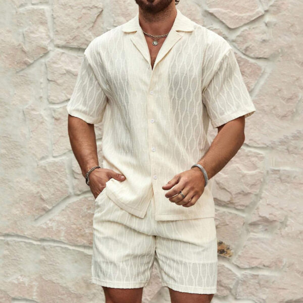 Men's Summer Two-Piece Set | Lapel Button Shirt & Shorts | Casual Beach Holiday Outfit - Image 6