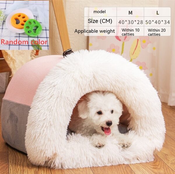 Autumn & Winter Portable Pet Nest | Moisture-Proof Long Fur Dog & Cat Bed - Image 5