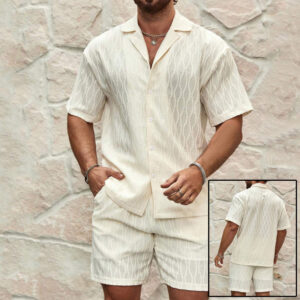Men's Summer Two-Piece Set | Lapel Button Shirt & Shorts | Casual Beach Holiday Outfit