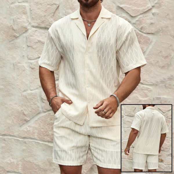Men's Summer Two-Piece Set | Lapel Button Shirt & Shorts | Casual Beach Holiday Outfit