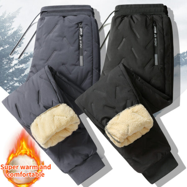 Men's Waterproof Fleece-Lined Thermal Pants | Windproof Lambswool Winter Sweatpants - Image 2
