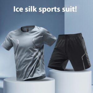 Men's Quick-Dry Color Block Sports T-Shirt and Shorts Set | Breathable Short Sleeve Activewear