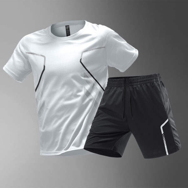 Men's Quick-Dry Color Block Sports T-Shirt and Shorts Set | Breathable Short Sleeve Activewear - Image 6