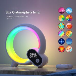 Smart Sunrise Alarm Clock with Bluetooth Speaker – Q Light RGB Wake-Up Lamp, White Noise, APP Control, Color Atmosphere Light