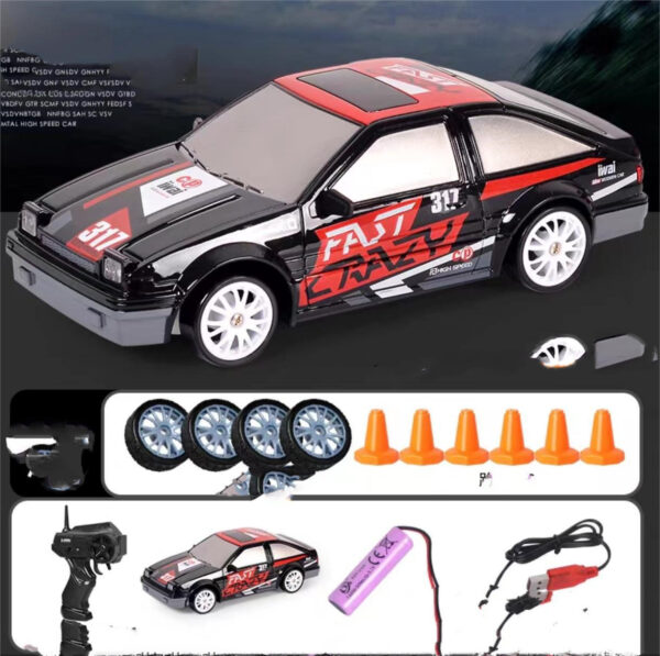 2.4GHz 4WD RC Drift Car – High-Speed Remote Control Racing Car Toy 1:24 Scale GTR AE86 Model with Lights, Tires & Cones – Gift for Kids & Teens - Image 7