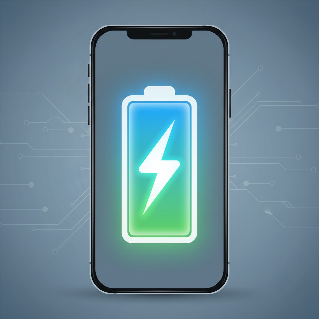 A smartphone displaying a battery charging icon