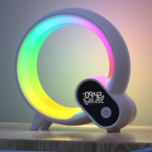Smart Sunrise Alarm Clock with Bluetooth Speaker – Q Light RGB Wake-Up Lamp, White Noise, APP Control, Color Atmosphere Light
