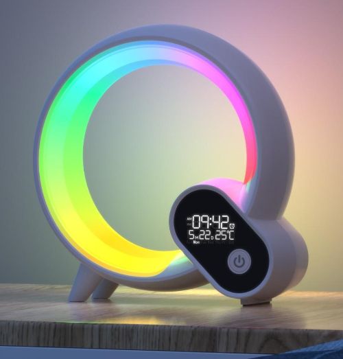 Smart Sunrise Alarm Clock with Bluetooth Speaker – Q Light RGB Wake-Up Lamp, White Noise, APP Control, Color Atmosphere Light