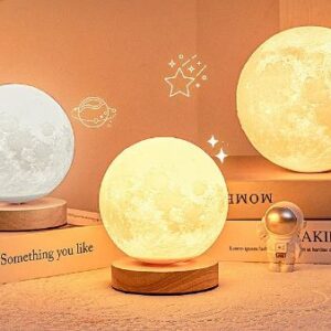 GlowLuna 3D Magnetic Floating Levitating Moon Lamp | Touch Control & Remote | 3-Color Night Light