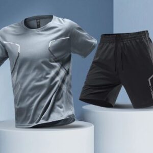 Men's Quick-Dry Color Block Sports T-Shirt and Shorts Set | Breathable Short Sleeve Activewear