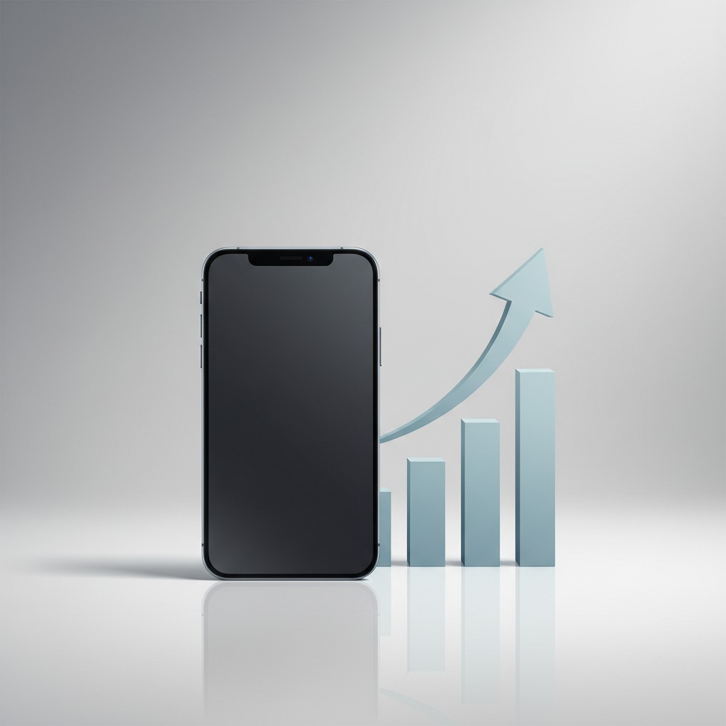 A smartphone next to an upward-trending price chart, symbolizing rising phone costs