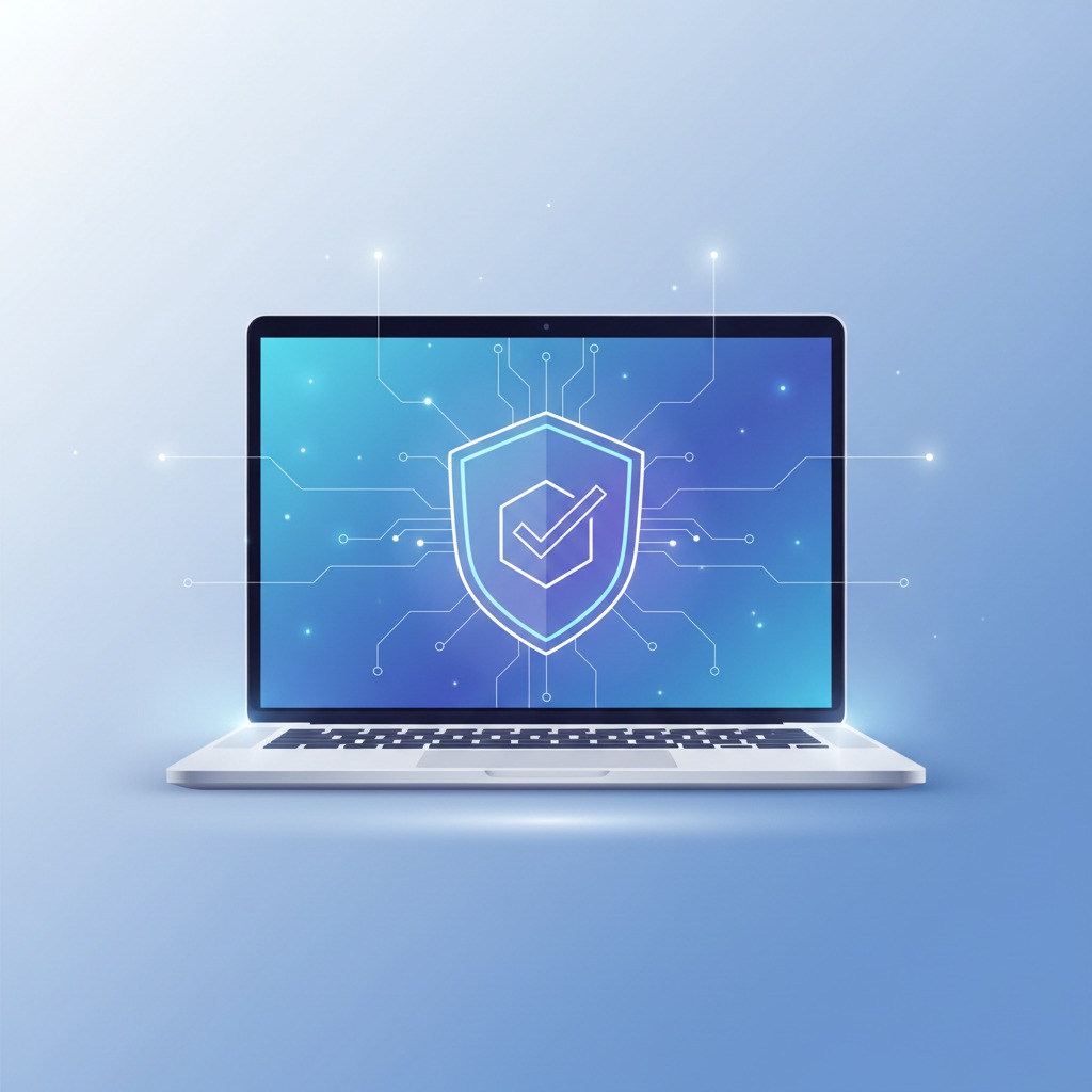 A laptop computer with a security lock icon, representing a software vulnerability